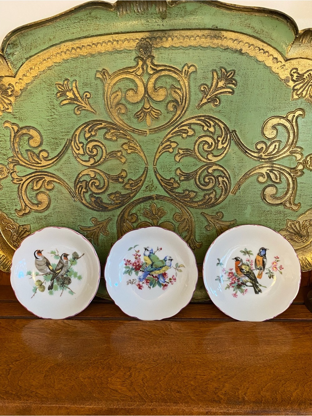 3 Vintage Miniature Decorative Porcelain Aviary Bird Plates